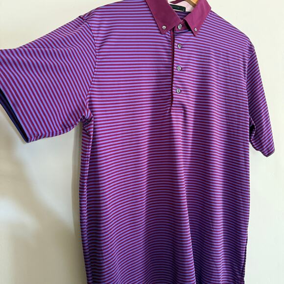 GREYSON | Golf Quogue Polo Mens Size Large Meadowsweet Purple Striped | Large - Picture 5 of 8